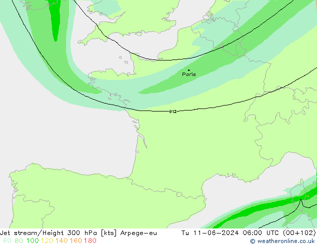 Prąd strumieniowy Arpege-eu wto. 11.06.2024 06 UTC