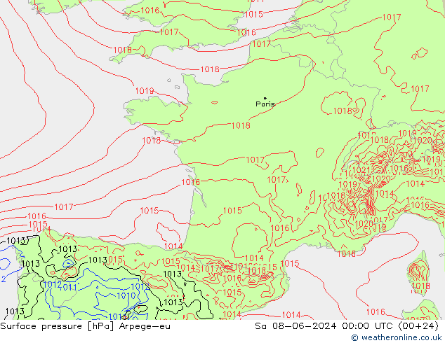 Bodendruck Arpege-eu Sa 08.06.2024 00 UTC