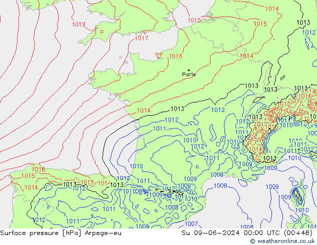 Bodendruck Arpege-eu So 09.06.2024 00 UTC