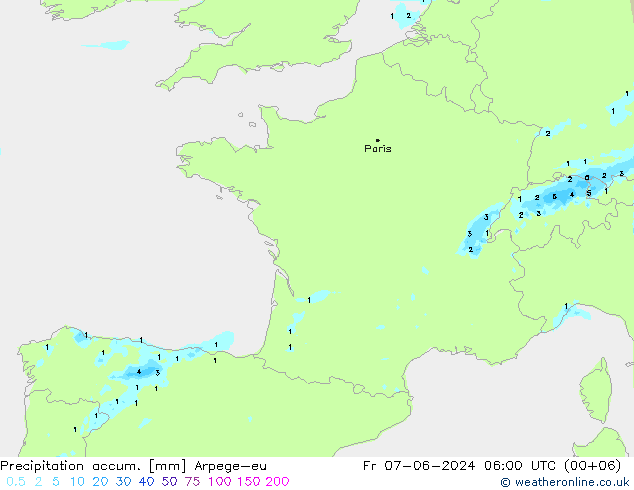 Toplam Yağış Arpege-eu Cu 07.06.2024 06 UTC