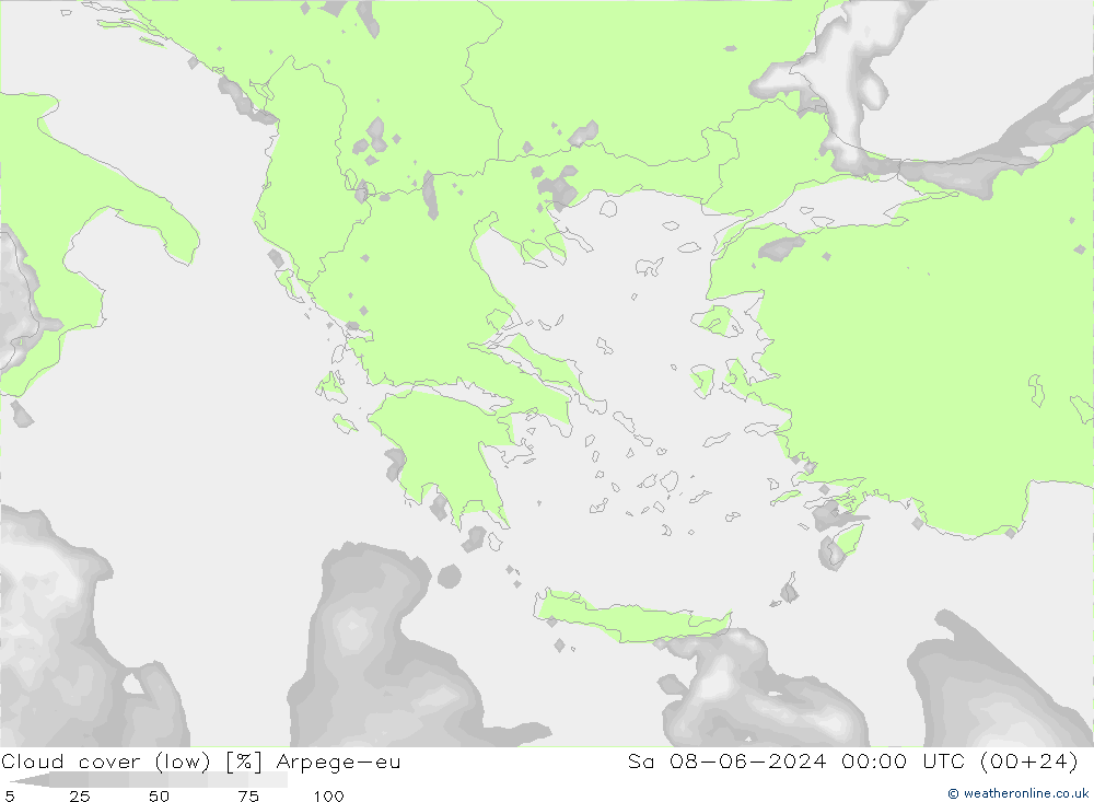 nízká oblaka Arpege-eu So 08.06.2024 00 UTC