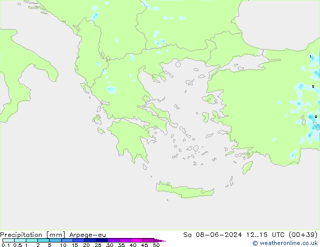 Srážky Arpege-eu So 08.06.2024 15 UTC