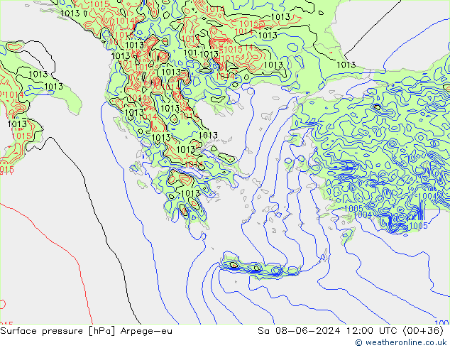 Surface pressure Arpege-eu Sa 08.06.2024 12 UTC