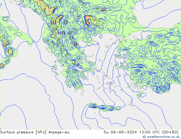 Presión superficial Arpege-eu dom 09.06.2024 12 UTC