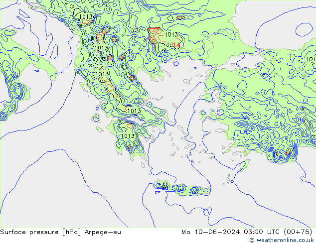 Presión superficial Arpege-eu lun 10.06.2024 03 UTC