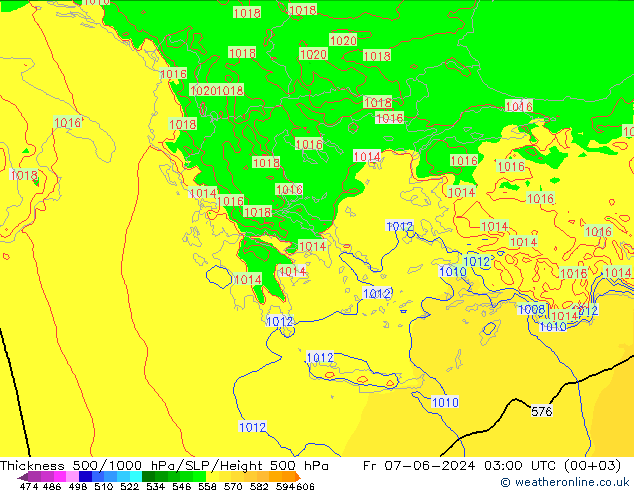 Schichtdicke 500-1000 hPa Arpege-eu Fr 07.06.2024 03 UTC