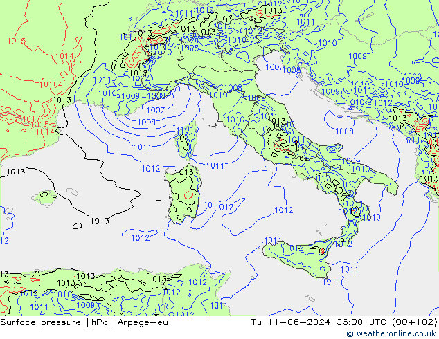 pression de l'air Arpege-eu mar 11.06.2024 06 UTC