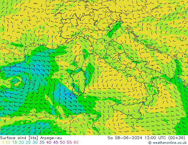 Surface wind Arpege-eu So 08.06.2024 12 UTC