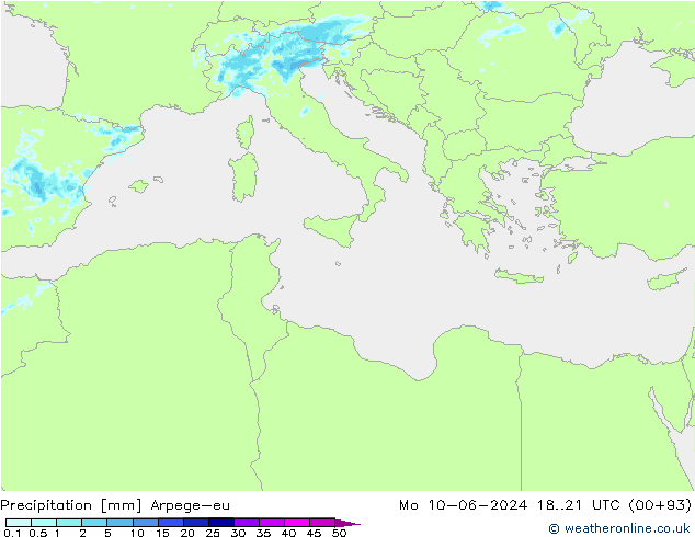 Srážky Arpege-eu Po 10.06.2024 21 UTC