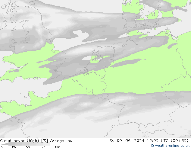 zachmurzenie (wysokie) Arpege-eu nie. 09.06.2024 12 UTC