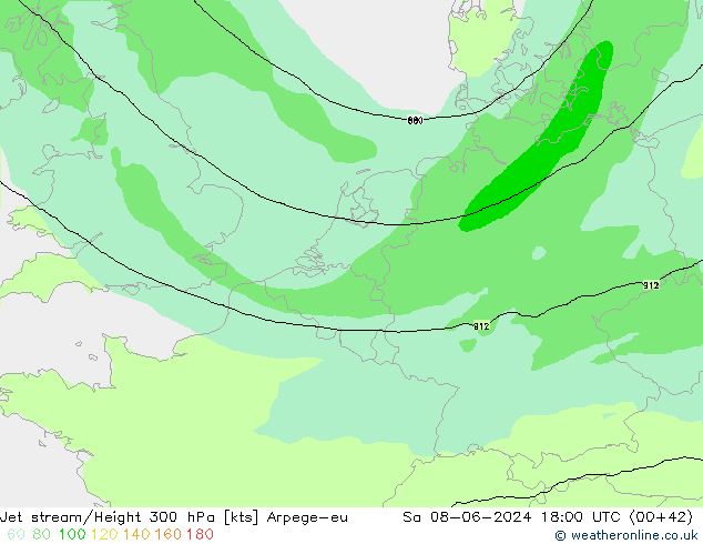 Jet stream/Height 300 hPa Arpege-eu So 08.06.2024 18 UTC