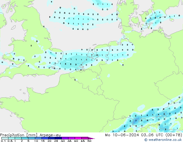 precipitação Arpege-eu Seg 10.06.2024 06 UTC