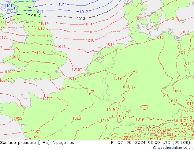 Surface pressure Arpege-eu Fr 07.06.2024 06 UTC