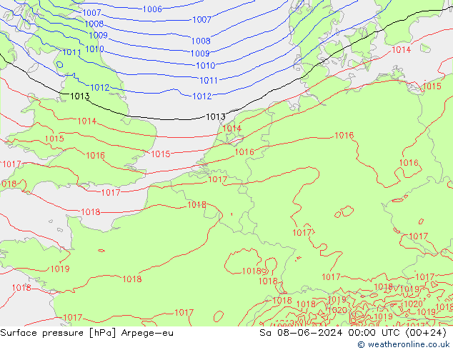 Bodendruck Arpege-eu Sa 08.06.2024 00 UTC