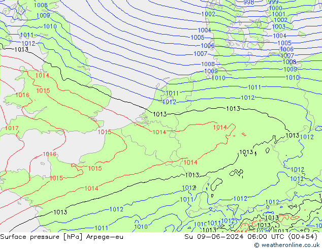 Bodendruck Arpege-eu So 09.06.2024 06 UTC