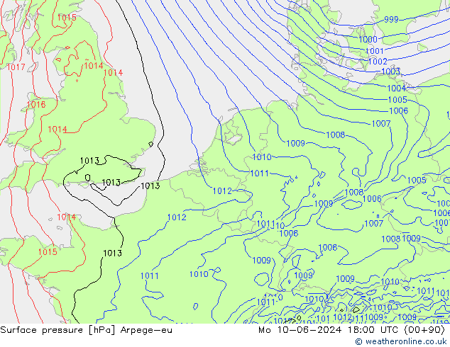 Bodendruck Arpege-eu Mo 10.06.2024 18 UTC