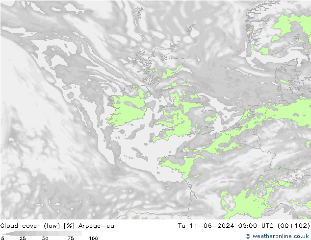 Nuages (bas) Arpege-eu mar 11.06.2024 06 UTC