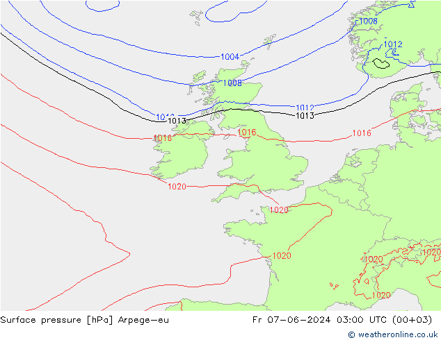 Presión superficial Arpege-eu vie 07.06.2024 03 UTC