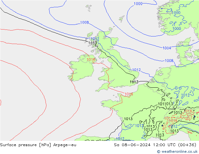 Yer basıncı Arpege-eu Cts 08.06.2024 12 UTC