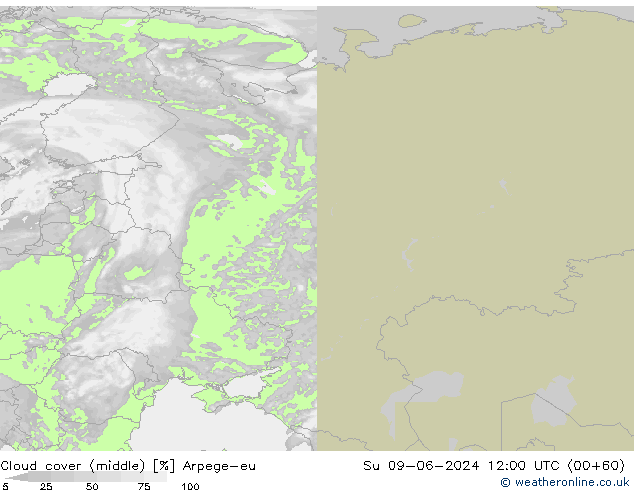 Bewolking (Middelb.) Arpege-eu zo 09.06.2024 12 UTC