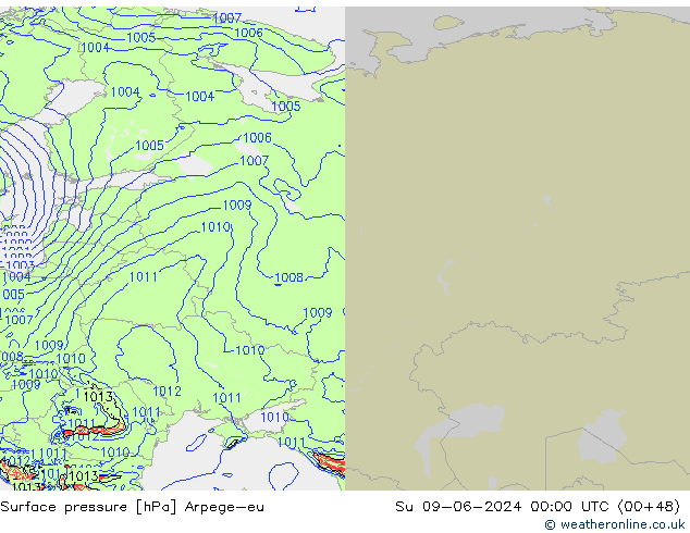 Yer basıncı Arpege-eu Paz 09.06.2024 00 UTC