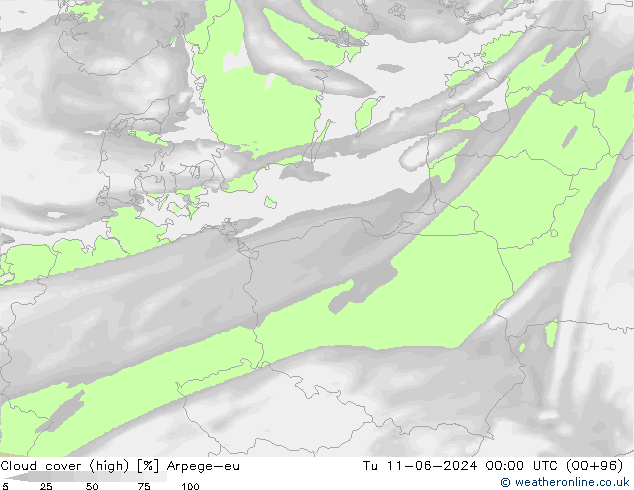 Nuages (élevé) Arpege-eu mar 11.06.2024 00 UTC