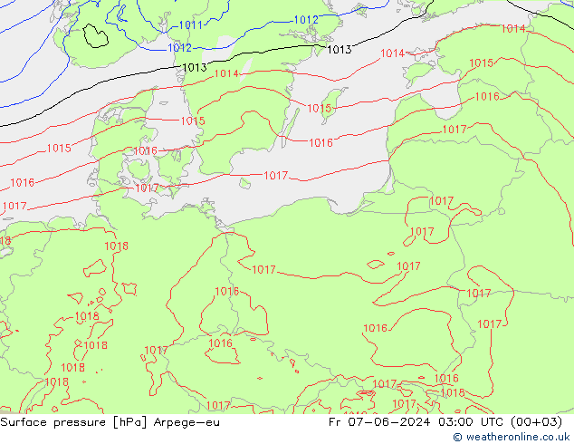 Surface pressure Arpege-eu Fr 07.06.2024 03 UTC