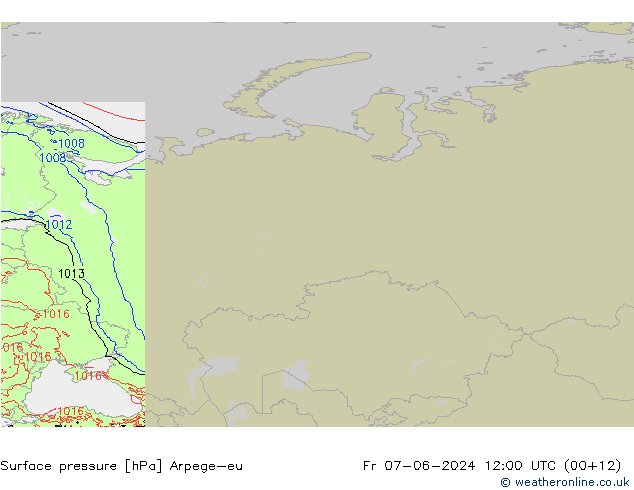 Surface pressure Arpege-eu Fr 07.06.2024 12 UTC