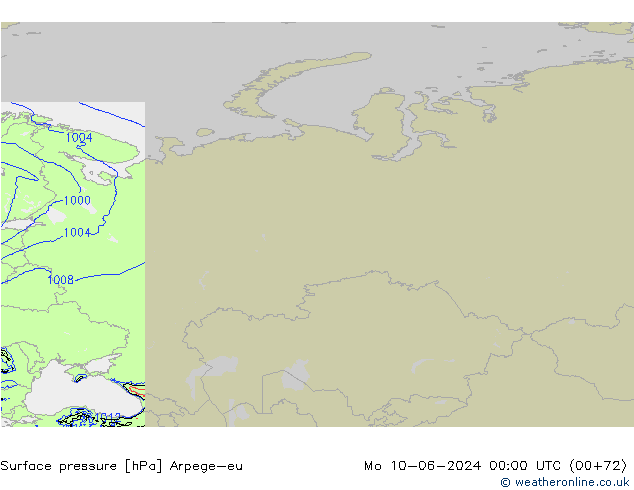 приземное давление Arpege-eu пн 10.06.2024 00 UTC