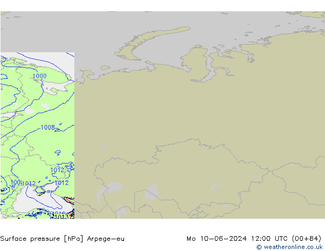 Yer basıncı Arpege-eu Pzt 10.06.2024 12 UTC