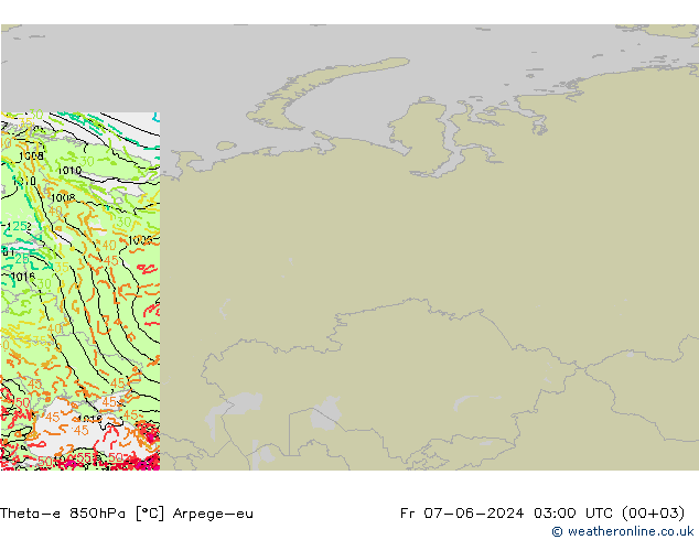 Theta-e 850hPa Arpege-eu pt. 07.06.2024 03 UTC