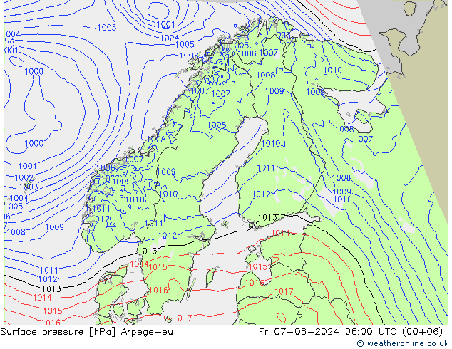 Surface pressure Arpege-eu Fr 07.06.2024 06 UTC