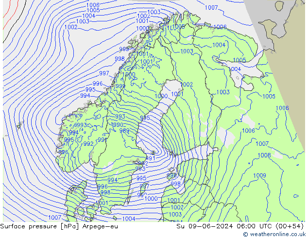 Bodendruck Arpege-eu So 09.06.2024 06 UTC