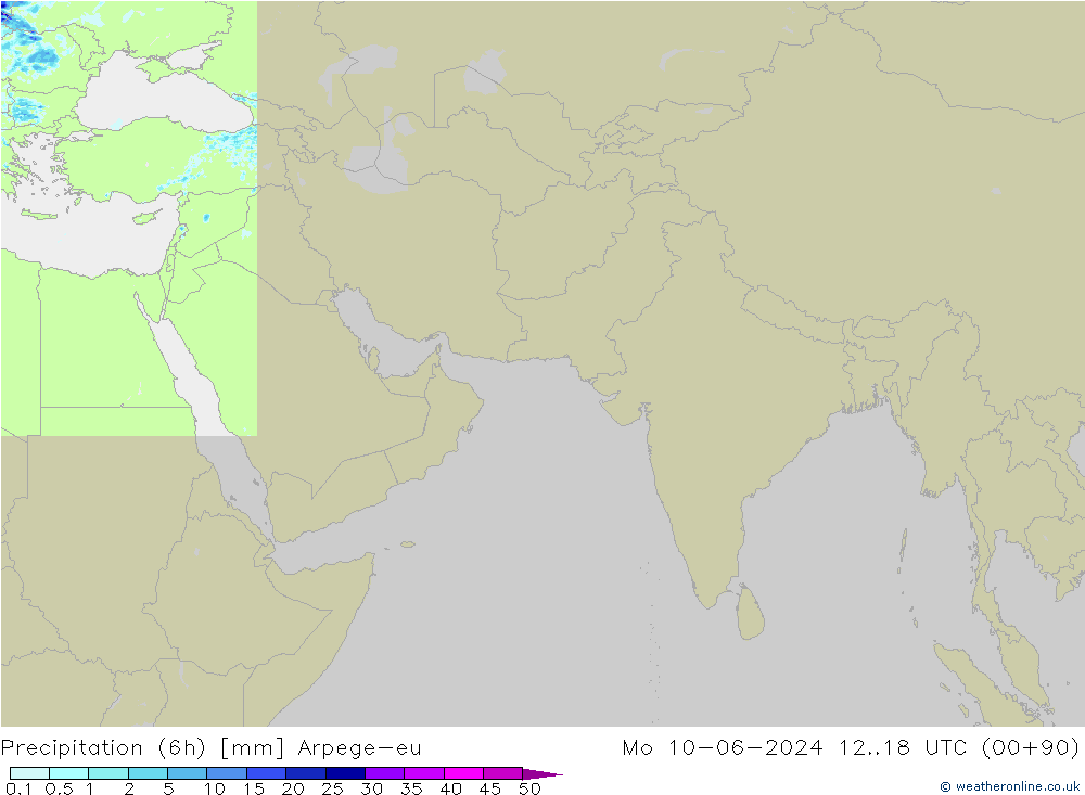 Precipitation (6h) Arpege-eu Po 10.06.2024 18 UTC