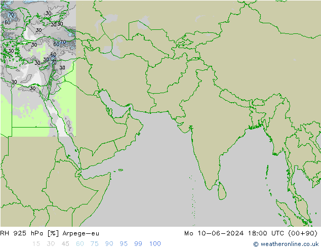 RH 925 hPa Arpege-eu Po 10.06.2024 18 UTC