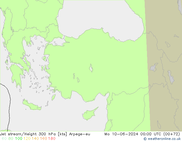 Jet stream/Height 300 hPa Arpege-eu Po 10.06.2024 00 UTC