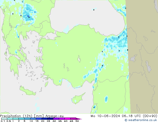 Precipitation (12h) Arpege-eu Mo 10.06.2024 18 UTC