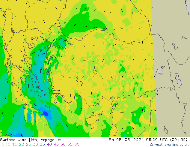 Rüzgar 10 m Arpege-eu Cts 08.06.2024 06 UTC