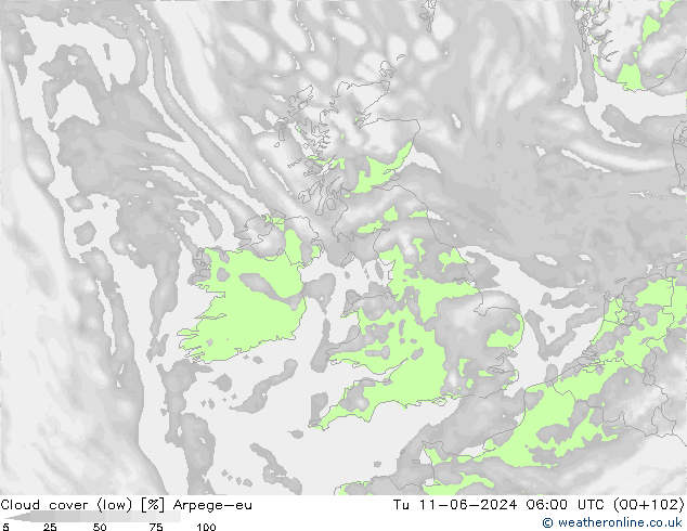 Bulutlar (düşük) Arpege-eu Sa 11.06.2024 06 UTC