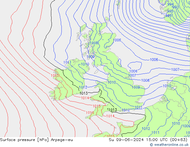 pression de l'air Arpege-eu dim 09.06.2024 15 UTC