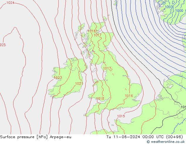 Luchtdruk (Grond) Arpege-eu di 11.06.2024 00 UTC