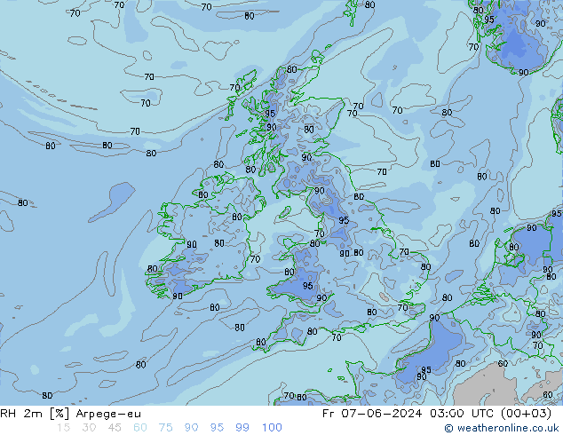 RH 2m Arpege-eu  07.06.2024 03 UTC