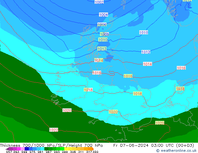 Thck 700-1000 hPa Arpege-eu Sex 07.06.2024 03 UTC