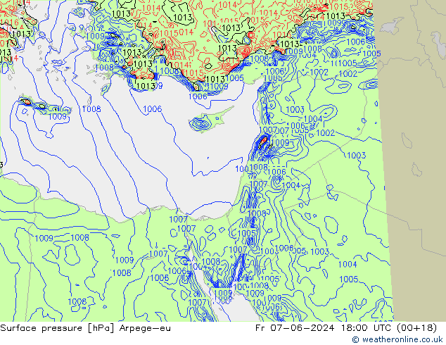 Surface pressure Arpege-eu Fr 07.06.2024 18 UTC