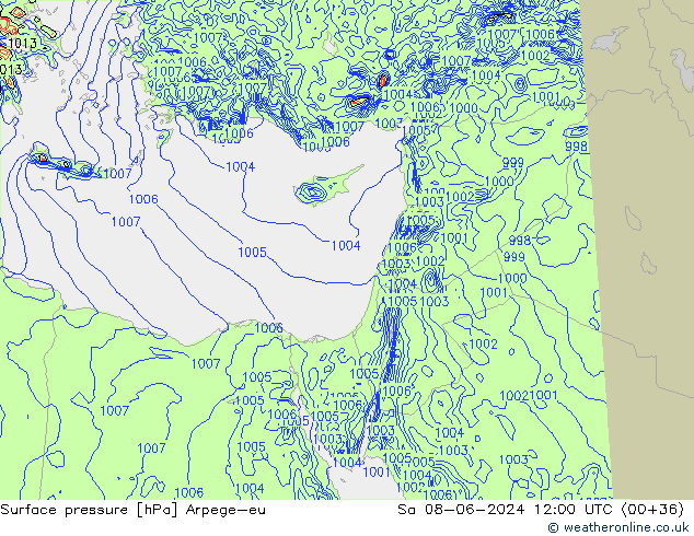 Yer basıncı Arpege-eu Cts 08.06.2024 12 UTC