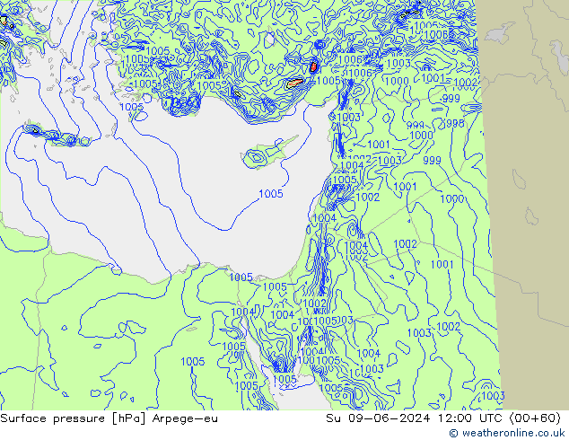 Luchtdruk (Grond) Arpege-eu zo 09.06.2024 12 UTC