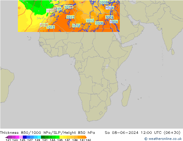 Thck 850-1000 hPa Arpege-eu sam 08.06.2024 12 UTC