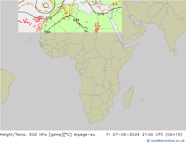Height/Temp. 500 hPa Arpege-eu Fr 07.06.2024 21 UTC