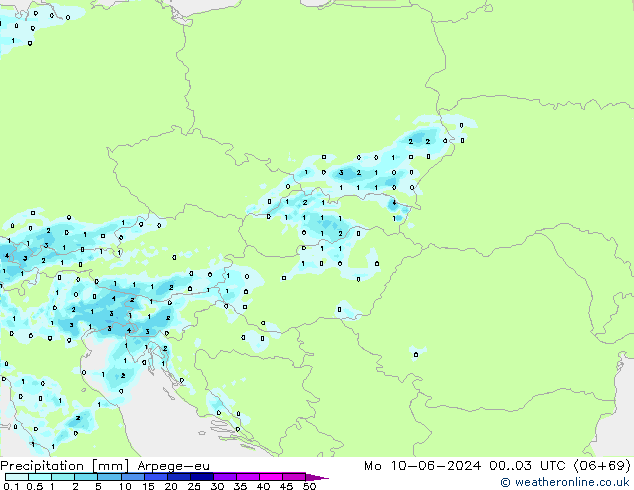 Neerslag Arpege-eu ma 10.06.2024 03 UTC