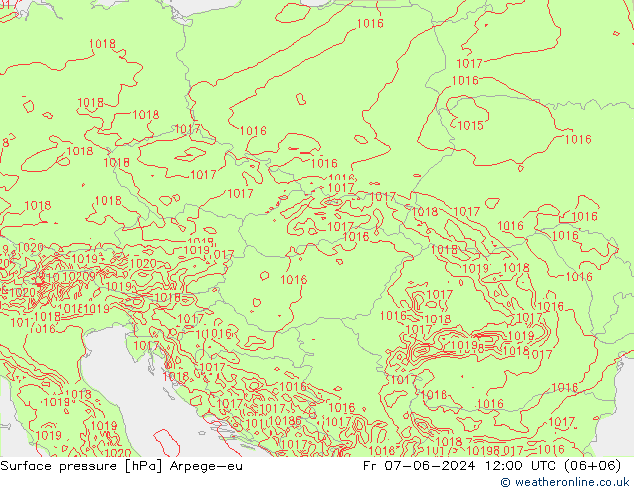 Surface pressure Arpege-eu Fr 07.06.2024 12 UTC
